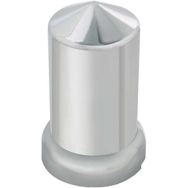 Chrome plastic top hat nut cover, 33mm push-on style from RTE Custom Trucks, designed for truck wheel nuts.