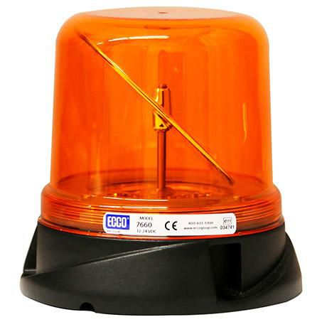 RTE Custom Trucks LED amber beacon with a bright light, designed for safety and visibility in various environments.