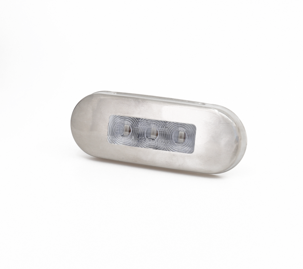 RTE Custom Trucks Lucidity 26260 LED Marker Lamp in black with clear lens, mounted on a vehicle for visibility and safety.