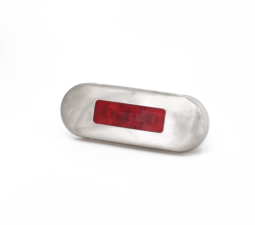 RTE Custom Trucks Lucidity 26260 LED marker lamp with red lens and black housing, designed for vehicle lighting applications.