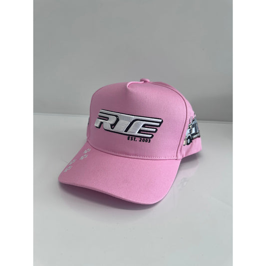 CTC Pink RTE Hat by RTE Custom Trucks featuring a vibrant pink color and logo on an adjustable cap.