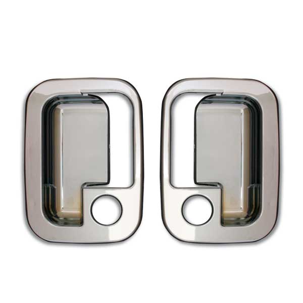 Kenworth exterior door handle trim by RTE Custom Trucks, silver finish, detailed close-up showing the sleek design.