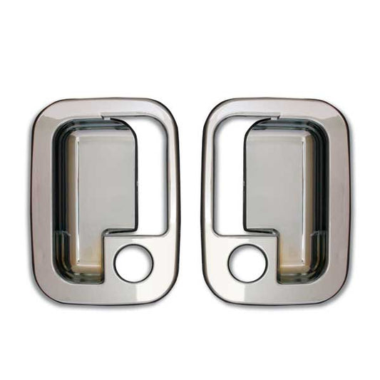 Kenworth exterior door handle trim by RTE Custom Trucks, silver finish, detailed close-up showing the sleek design.