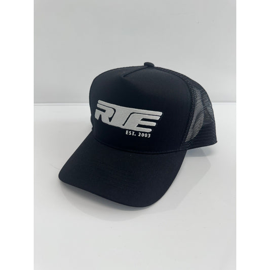 CTC Black RTE Hat by RTE Custom Trucks featuring a sleek black design and adjustable strap.