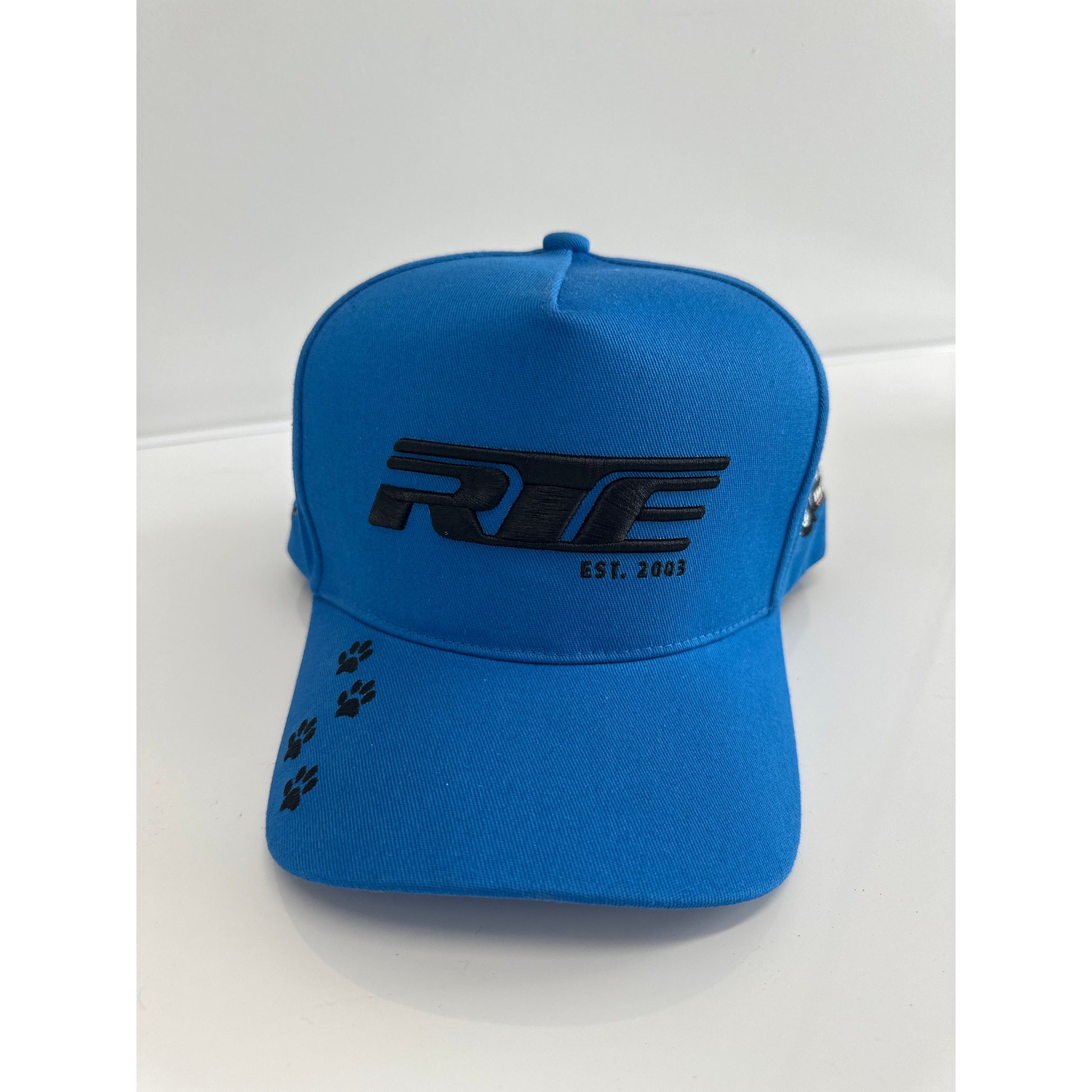 CTC Blue RTE Hat featuring a logo, adjustable strap, and a stylish design for casual wear by RTE Custom Trucks.