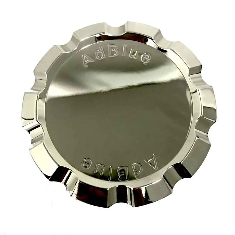 Chrome Adblue cap for trucks by RTE Custom Trucks, featuring a shiny finish and durable design for vehicle refueling.