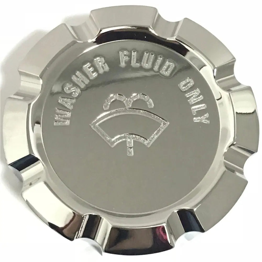 Chrome wiper washer cap for trucks, designed by RTE Custom Trucks, shown on a vehicle in the image.