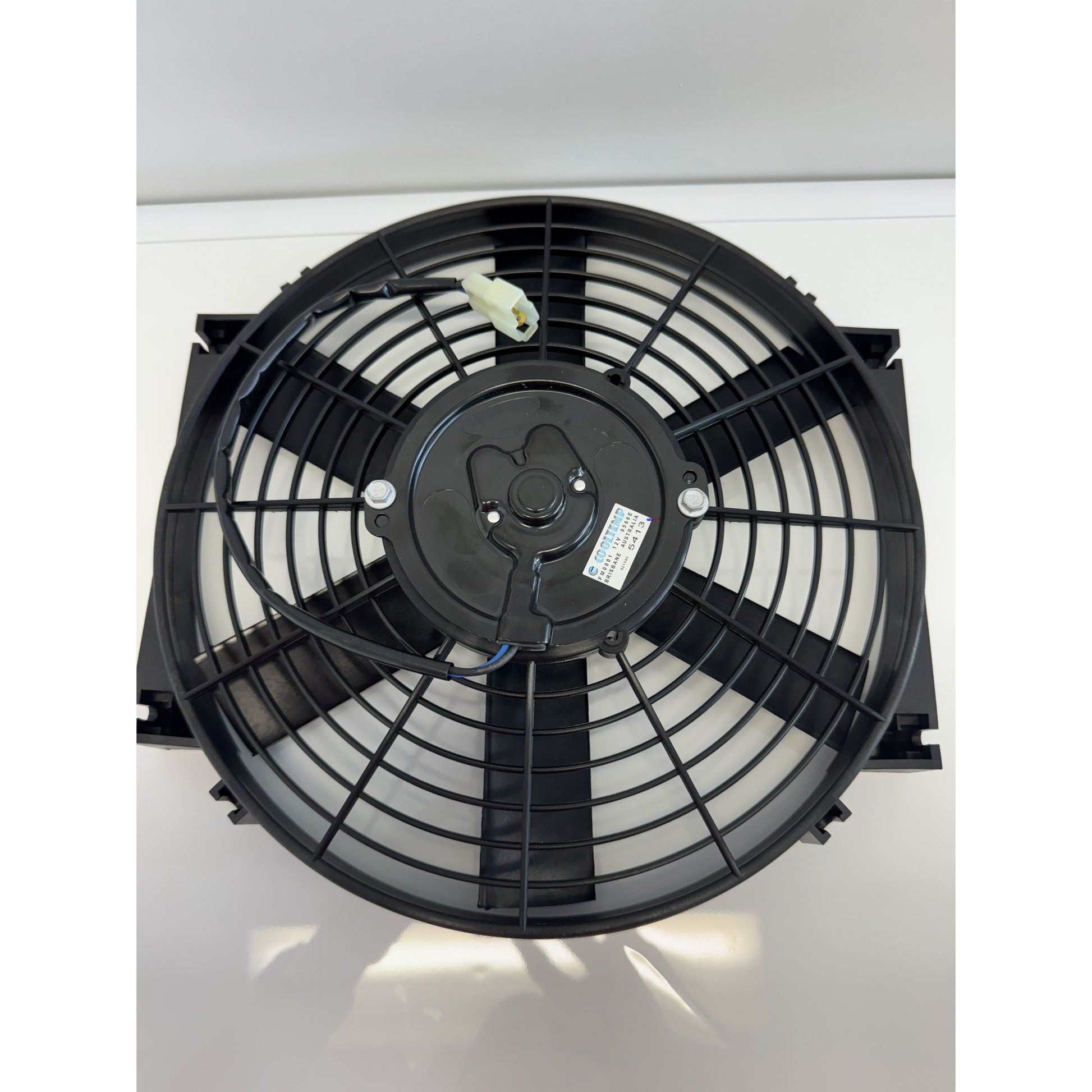 RTE Custom Trucks 12V condenser fan featuring a sleek design and durable construction for efficient cooling.