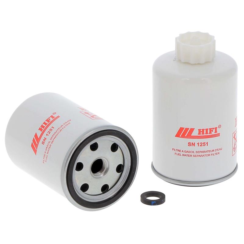 RTE Custom Trucks Fuel Water Separator with clear housing and filter element, designed for efficient fuel filtration.