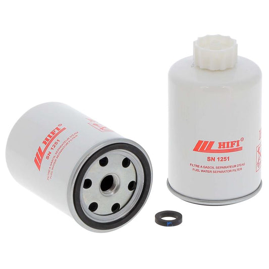 RTE Custom Trucks Fuel Water Separator with clear housing and filter element, designed for efficient fuel filtration.